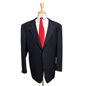 LUXE Brioni Logo Buttons Hopsack Blazer Wool Jacket Navy Blue 50R/50L Sport Coat